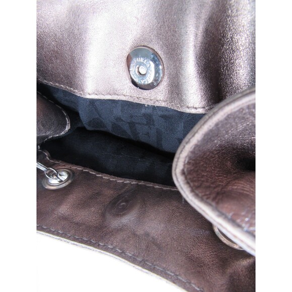 Auth Furla Metallic Bronze Gold Leather Satchel Tote Crossbody Handbag - Picture 9 of 16